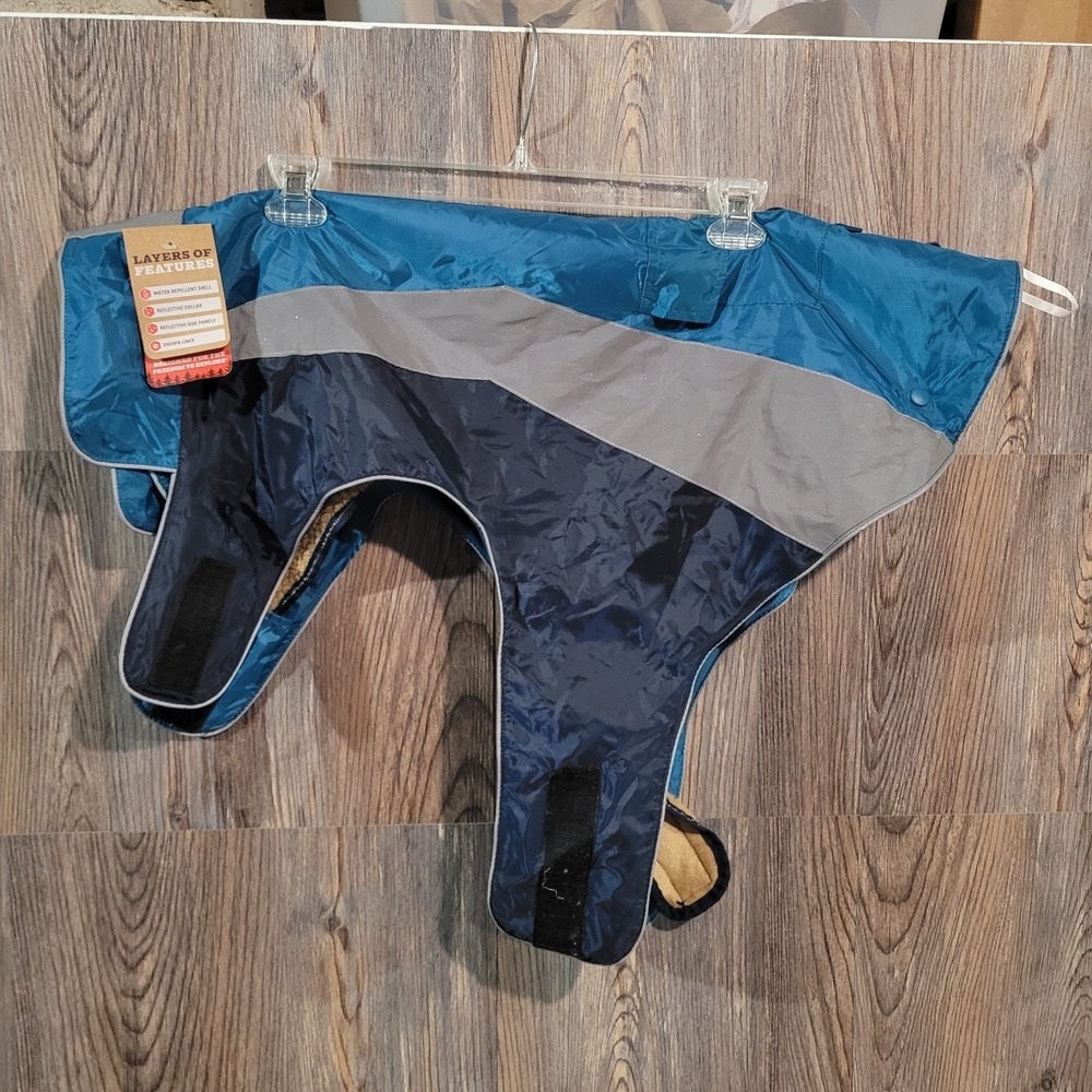 Arcadia Trail Blue 3-in-1 Dog Coat XL Removable Sherpa Liner Reflective H20Repel
